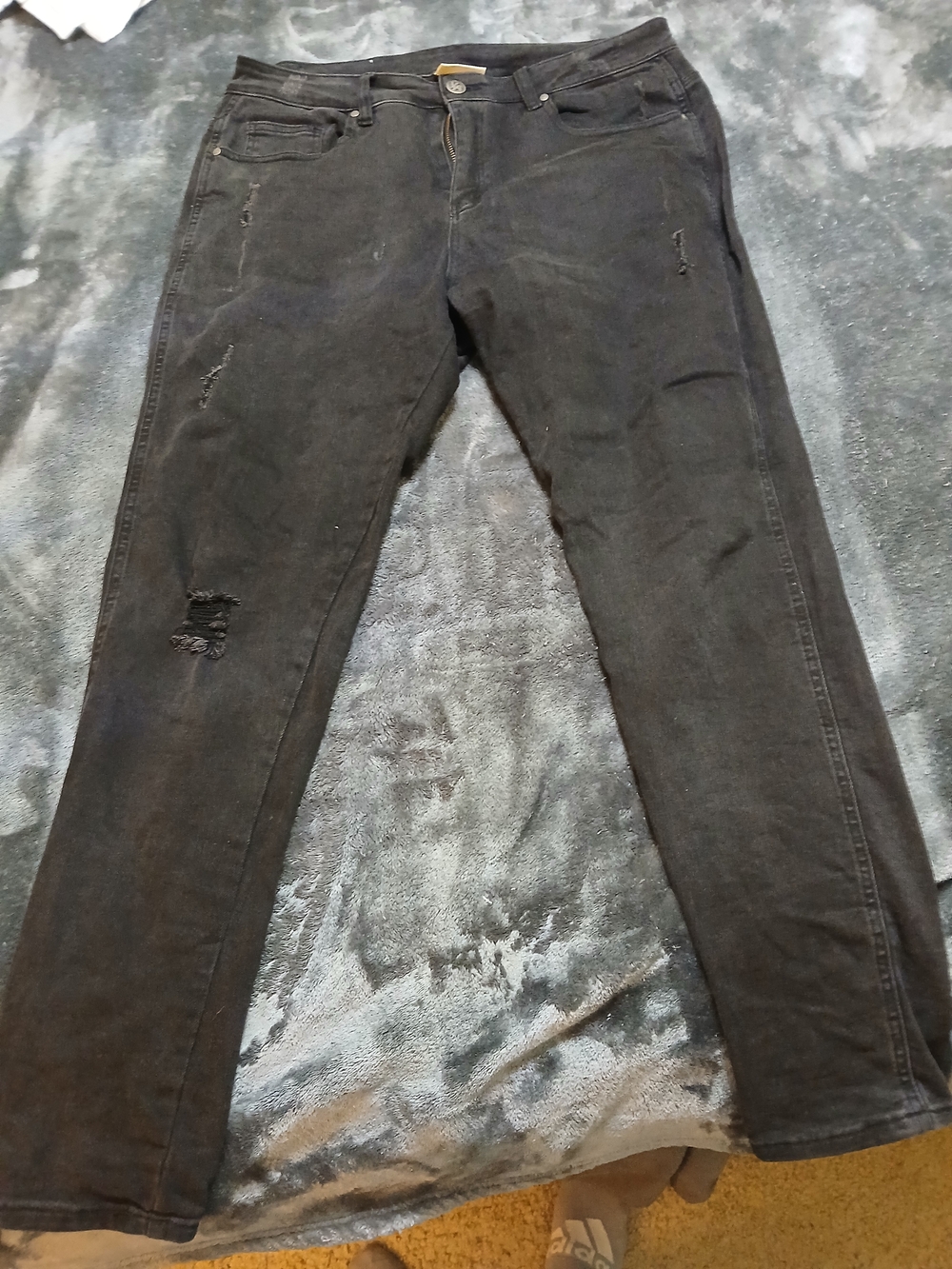 Young L A Slim Straight Men's Black Distressed Jeans